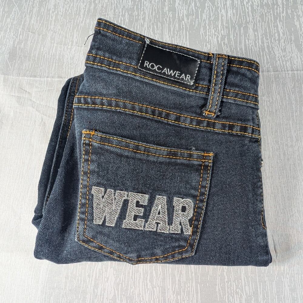 Rocawear Skinny Jeans Womens Size 5 Black Ankle Jeans Y2K Embroidered Pockets